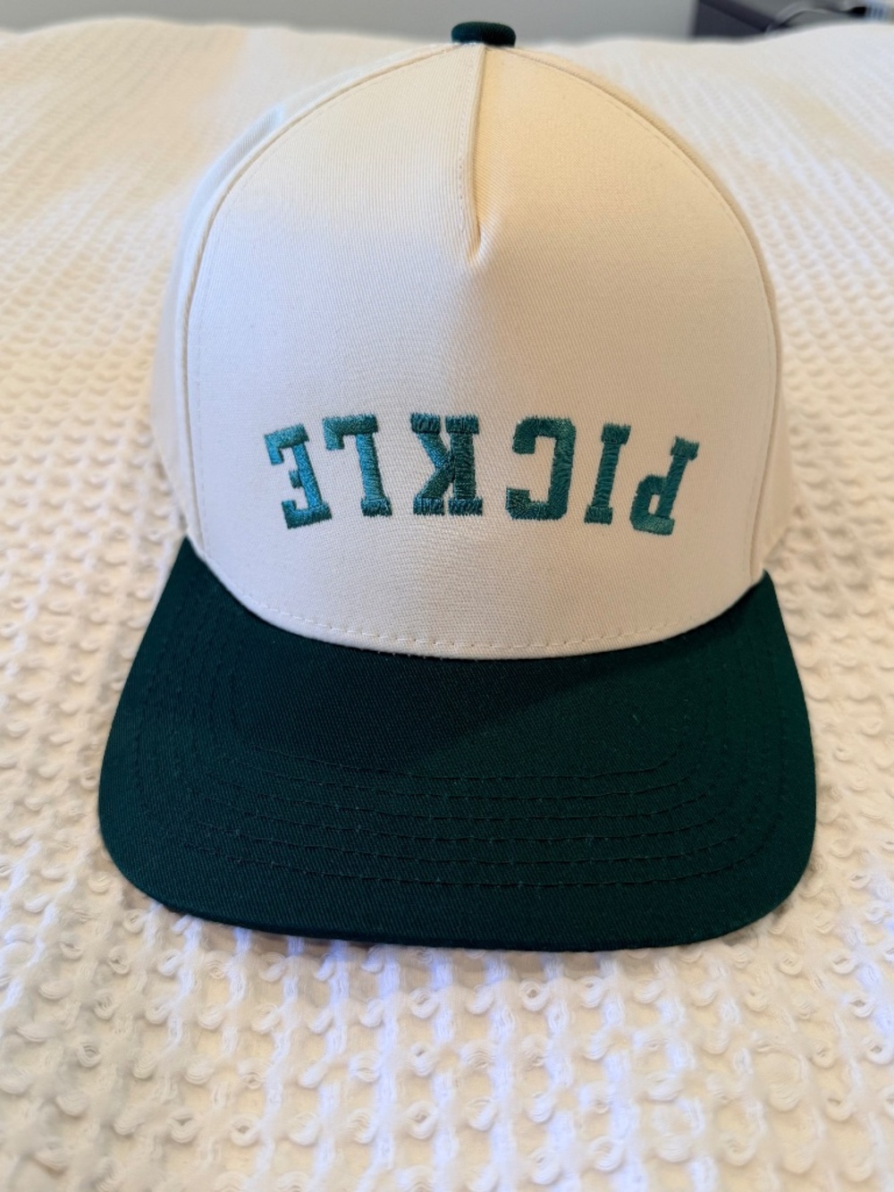 PICKLE Pickleball Snapback Hat Set of 2 Cream Green NWT